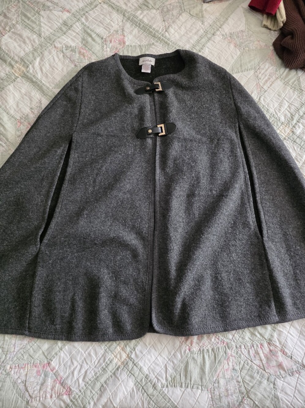 Moda Charcoal Gray Toggle Cape Coat